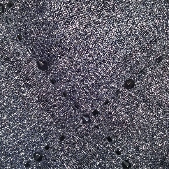 Black w/silver sparkly halter incredible beadwork ! - Picture 7 of 9